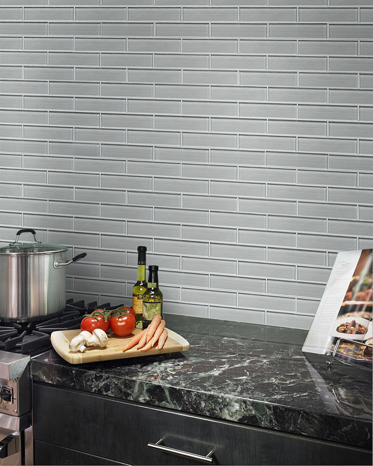 Space Linen Gray 3-in x 12-in Glass Wall Tile( 5 sq. ft. /Box )