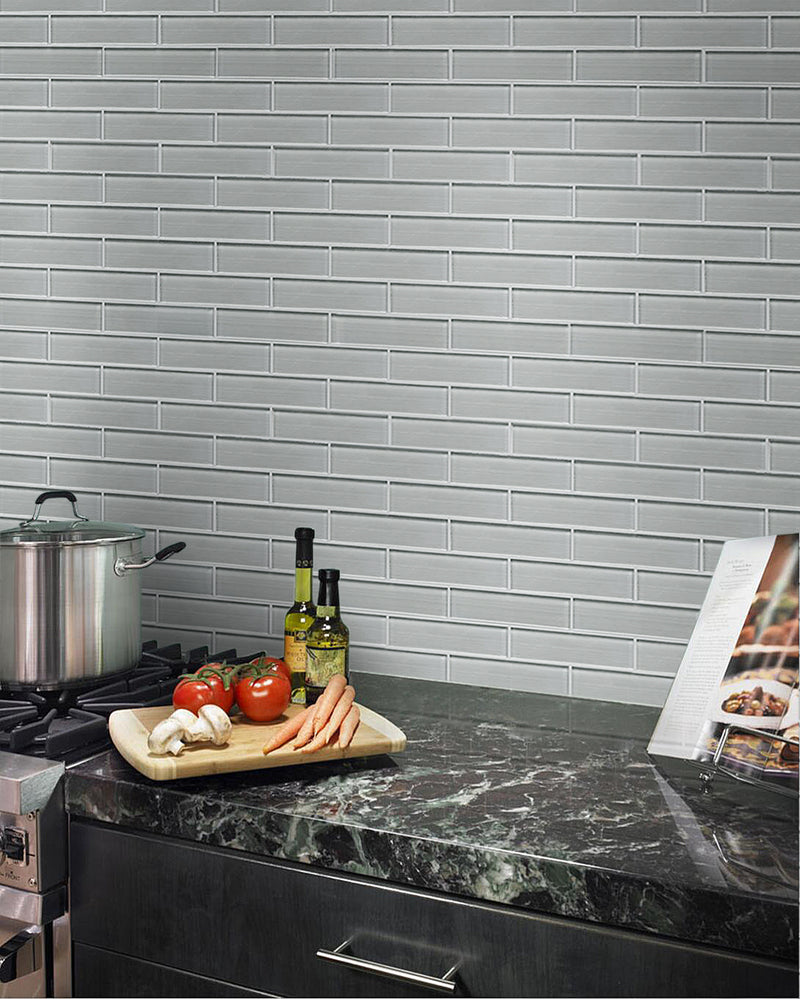 Space Linen Gray 3-in x 12-in Glass Wall Tile( 5 sq. ft. /Box )