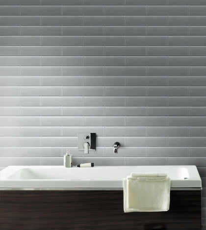 Space Linen Gray Glass Wall Tile - Sample (Product Shown is Full Size)