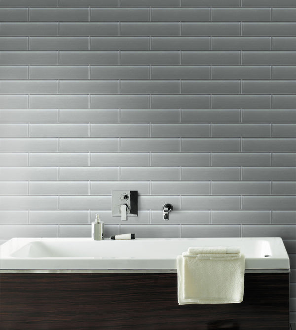 Space Linen Gray 3-in x 12-in Glass Wall Tile( 5 sq. ft. /Box )