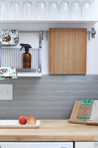 Space Linen Gray Glass Wall Tile - Sample (Product Shown is Full Size)