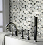 12-in x 12-in Carrara & 3D Glass Mix Glass with Marble Mosaic Wall Tile( 10 sq. ft. /Box )