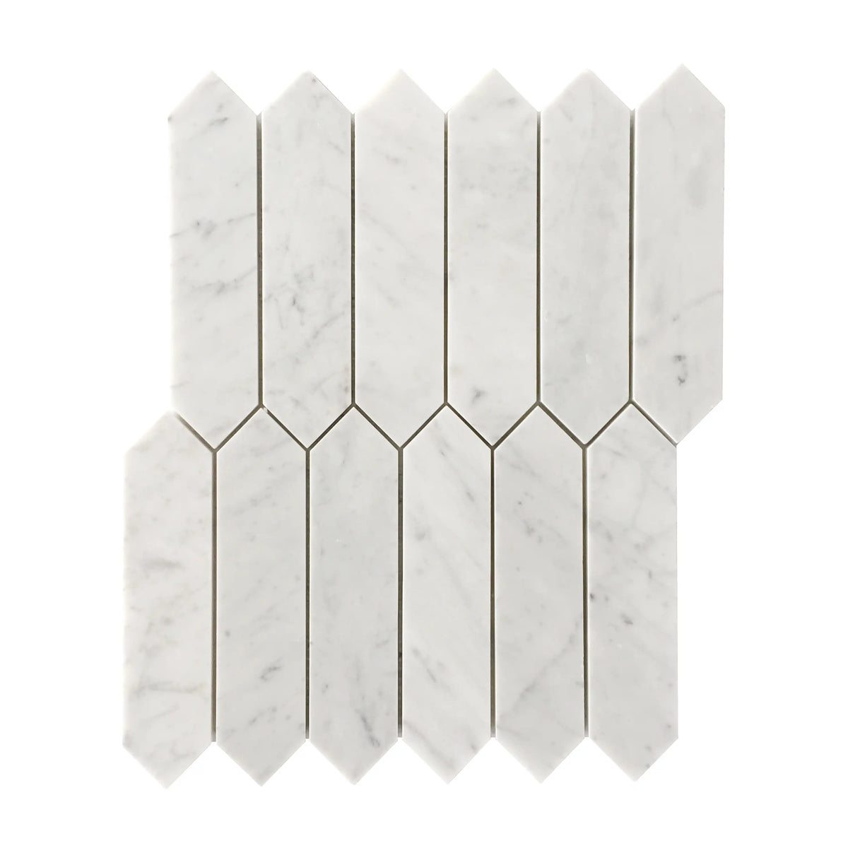 Carrara Elongated Hexagon 14-in x 12-in Polished Marble Mosaic Wall Tile( 5.85 sq. ft. /Box )