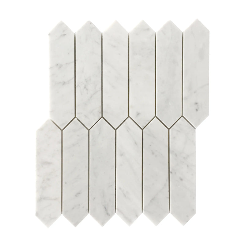 Carrara Elongated Hexagon 14-in x 12-in Polished Marble Mosaic Wall Tile( 5.85 sq. ft. /Box )