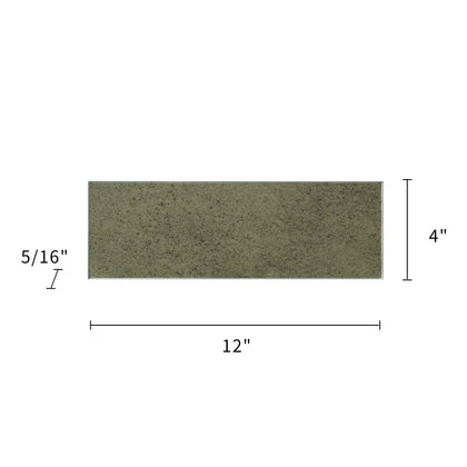 Size diagram of 4x12 inch Antique Mirror Unbeveled Glass Mosaic Tile – labeled for wall installation, 0.33 sq. ft coverage