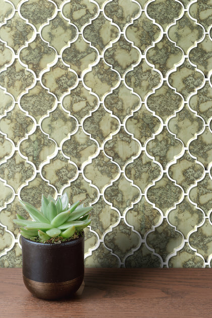 arabesque Lantern Antique Mirror Distressed 12-in x 9-in Glass Mosaic Wall Tile( 7.5 sq. ft. /Box )
