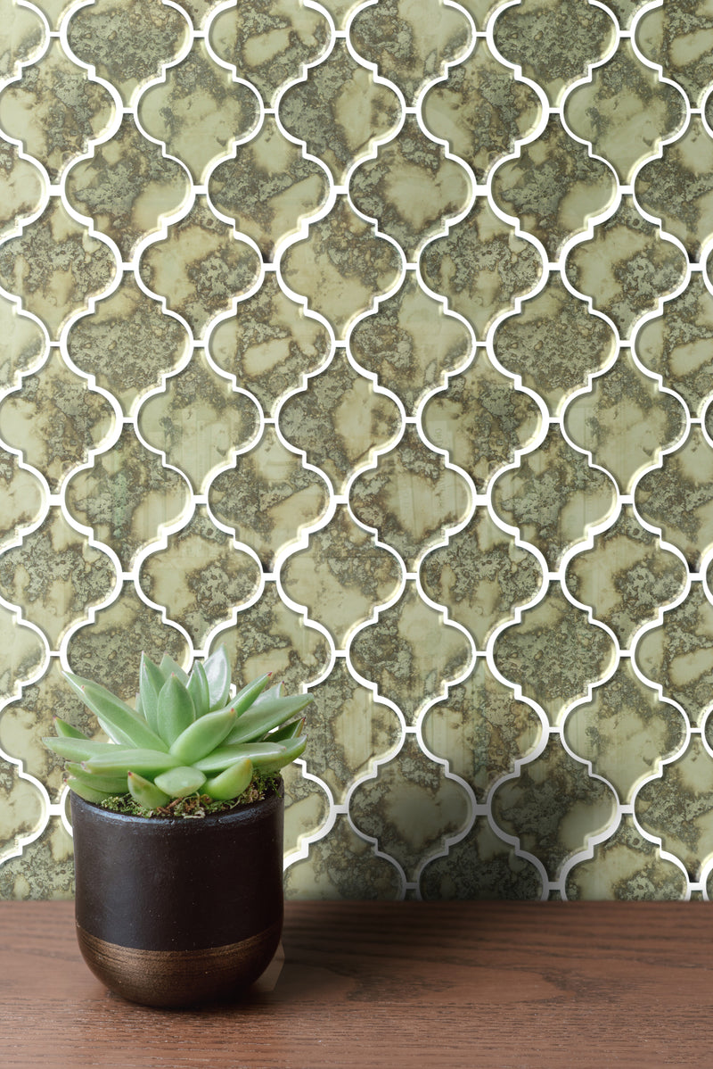 arabesque Lantern Antique Mirror Distressed 12-in x 9-in Glass Mosaic Wall Tile( 7.5 sq. ft. /Box )