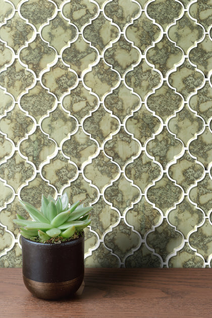 arabesque Lantern Antique Mirror Distressed 12-in x 9-in Glass Mosaic Wall Tile( 7.5 sq. ft. /Box )