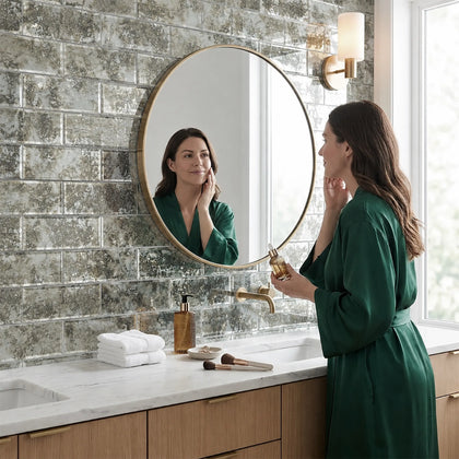 4-in x 12-in Antique Mirror Beveled Mosaic Wall Tile( 6.6 sq. ft. /Box )