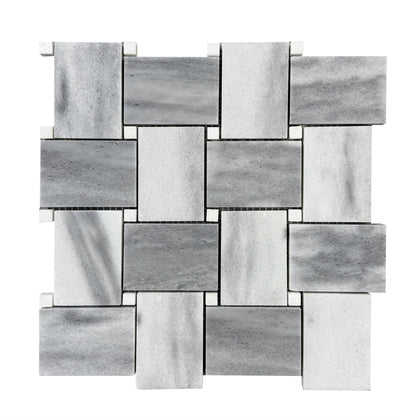 Zebra Basketweave 11-in x 11-in Polished Marble Mosaic Floor and Wall Tile( 4.15 sq. ft. /Box )
