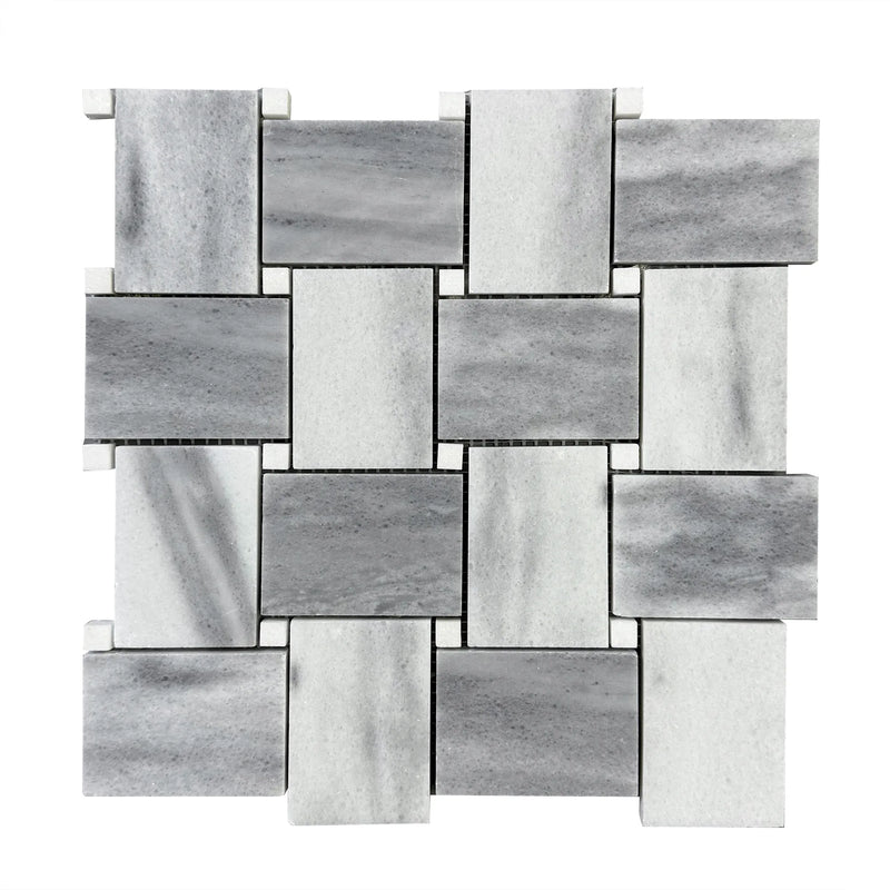 Zebra Basketweave 11-in x 11-in Polished Marble Mosaic Floor and Wall Tile( 4.15 sq. ft. /Box )