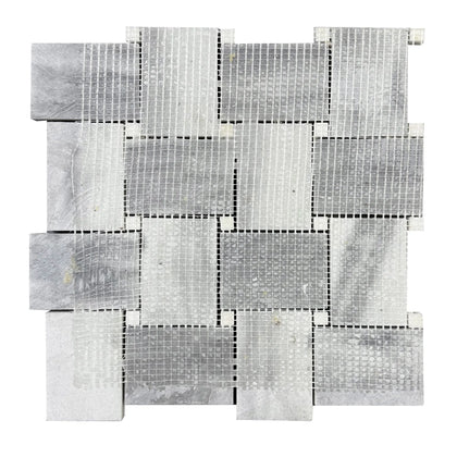 Zebra Basketweave 11-in x 11-in Polished Marble Mosaic Floor and Wall Tile( 4.15 sq. ft. /Box )