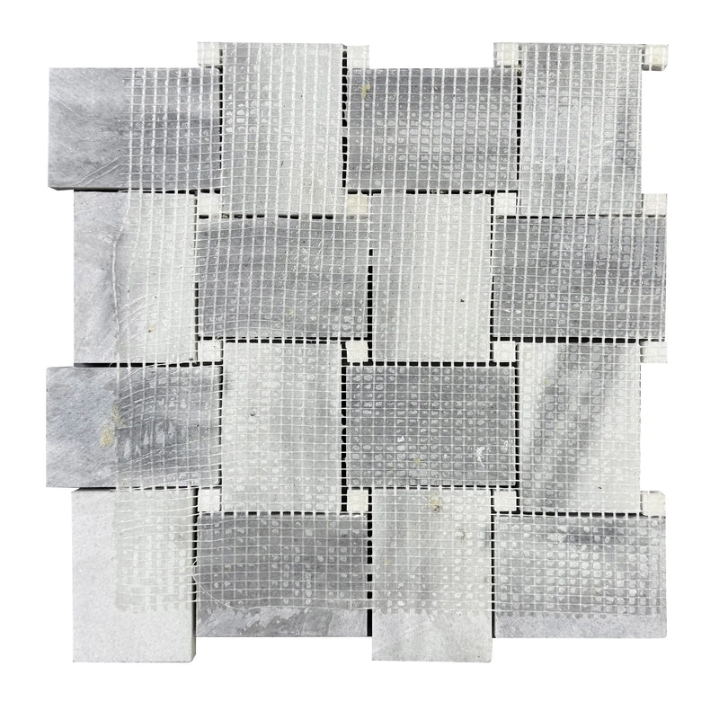 Zebra Basketweave 11-in x 11-in Polished Marble Mosaic Floor and Wall Tile( 4.15 sq. ft. /Box )