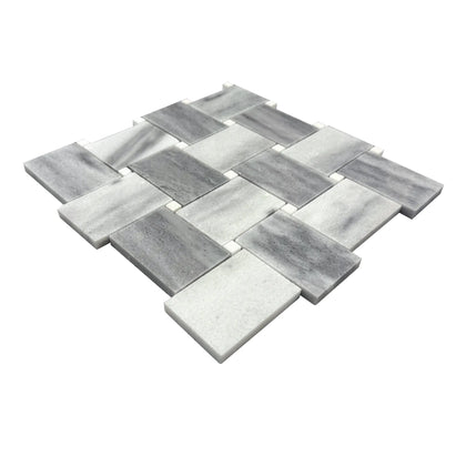 Zebra Basketweave 11-in x 11-in Polished Marble Mosaic Floor and Wall Tile( 4.15 sq. ft. /Box )
