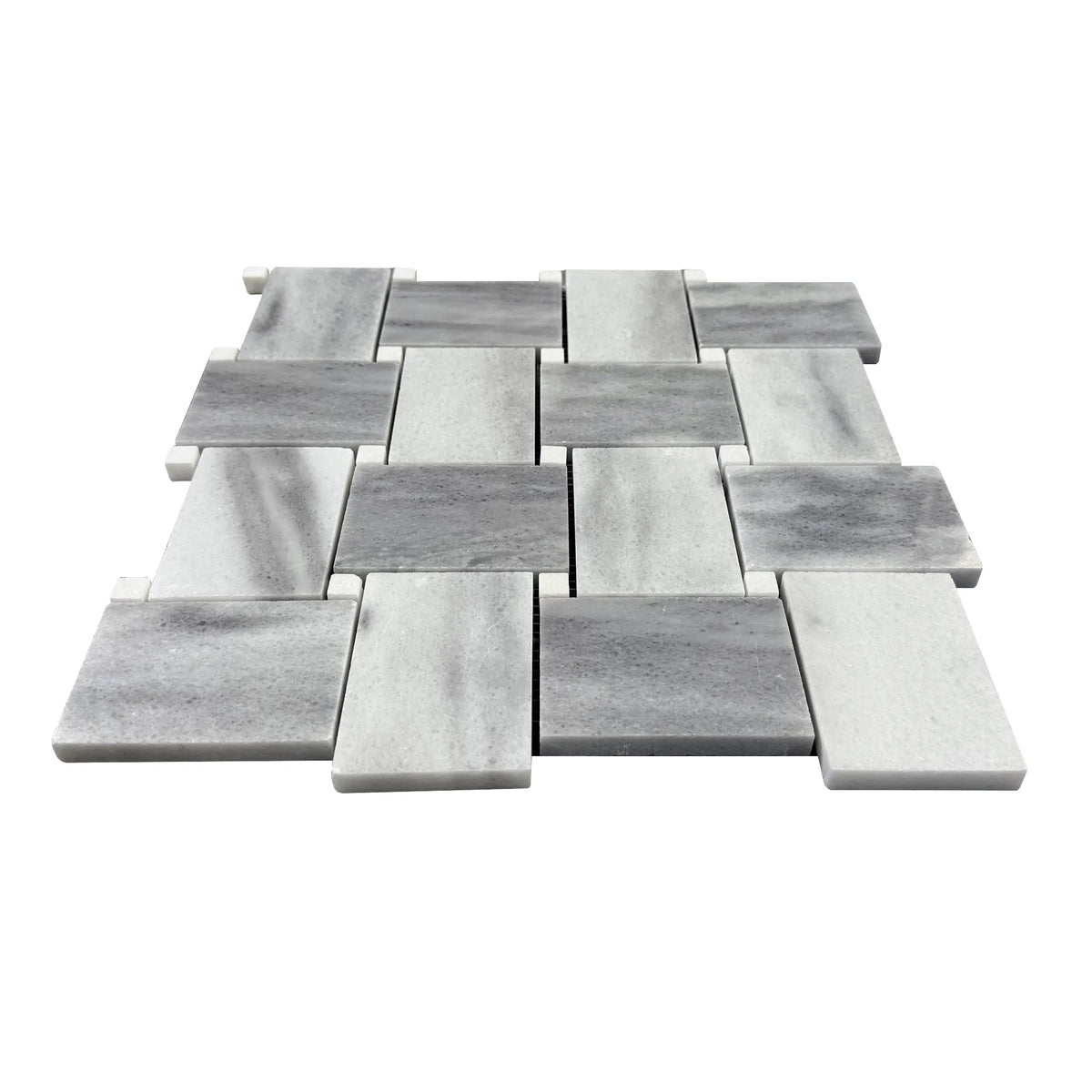 Zebra Basketweave 11-in x 11-in Polished Marble Mosaic Floor and Wall Tile( 4.15 sq. ft. /Box )