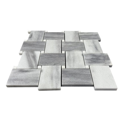 Zebra Basketweave 11-in x 11-in Polished Marble Mosaic Floor and Wall Tile( 4.15 sq. ft. /Box )