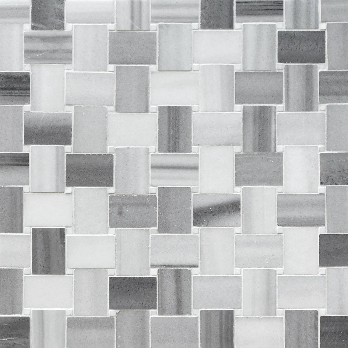 Zebra Basketweave 11-in x 11-in Polished Marble Mosaic Floor and Wall Tile( 4.15 sq. ft. /Box )
