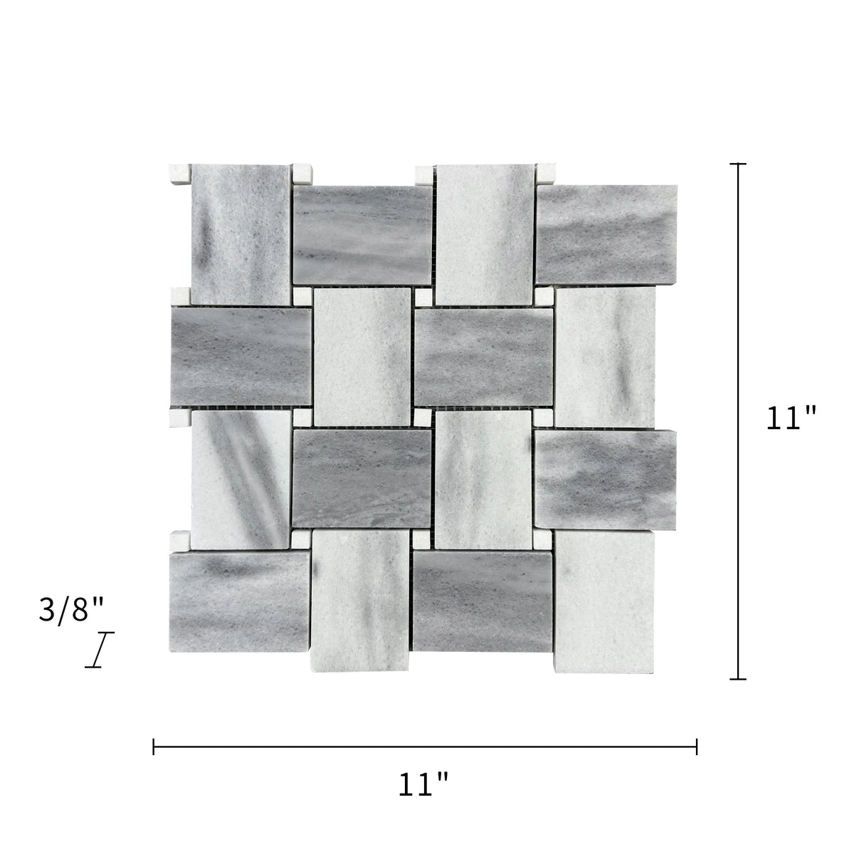 Zebra Basketweave 11-in x 11-in Polished Marble Mosaic Floor and Wall Tile( 4.15 sq. ft. /Box )