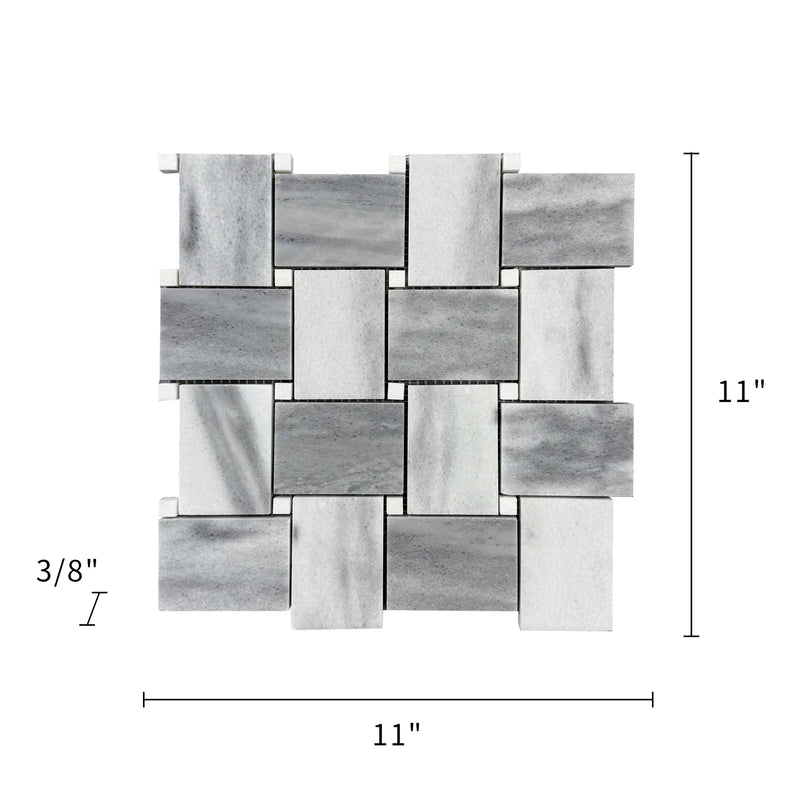 Zebra Basketweave 11-in x 11-in Polished Marble Mosaic Floor and Wall Tile( 4.15 sq. ft. /Box )