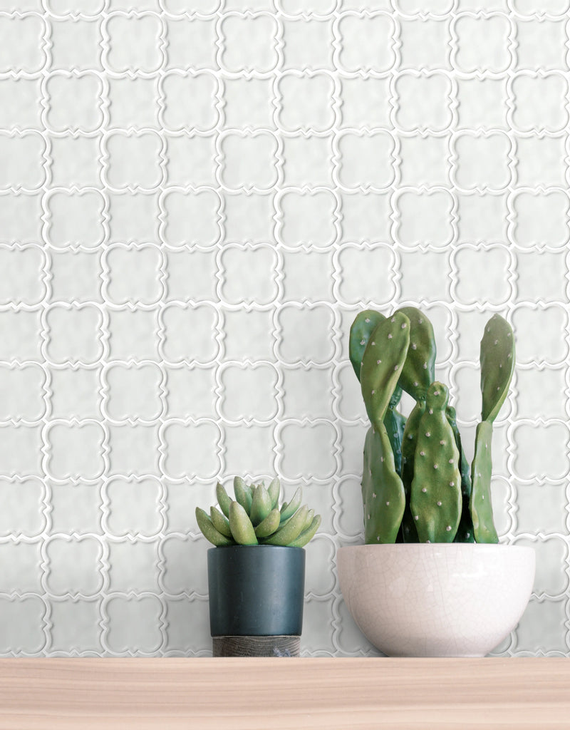 White Square Pattern 12-in x 12-in Ceramic Mosaic Wall Tile( 10 sq. ft. /Box )