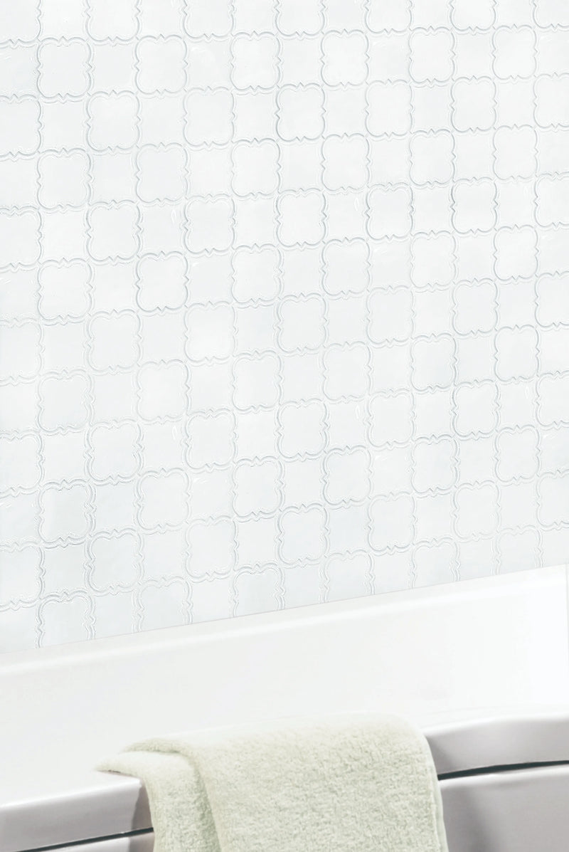 White Square Pattern 12-in x 12-in Ceramic Mosaic Wall Tile( 10 sq. ft. /Box )