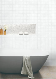White Square Pattern 12-in x 12-in Ceramic Mosaic Wall Tile( 10 sq. ft. /Box )