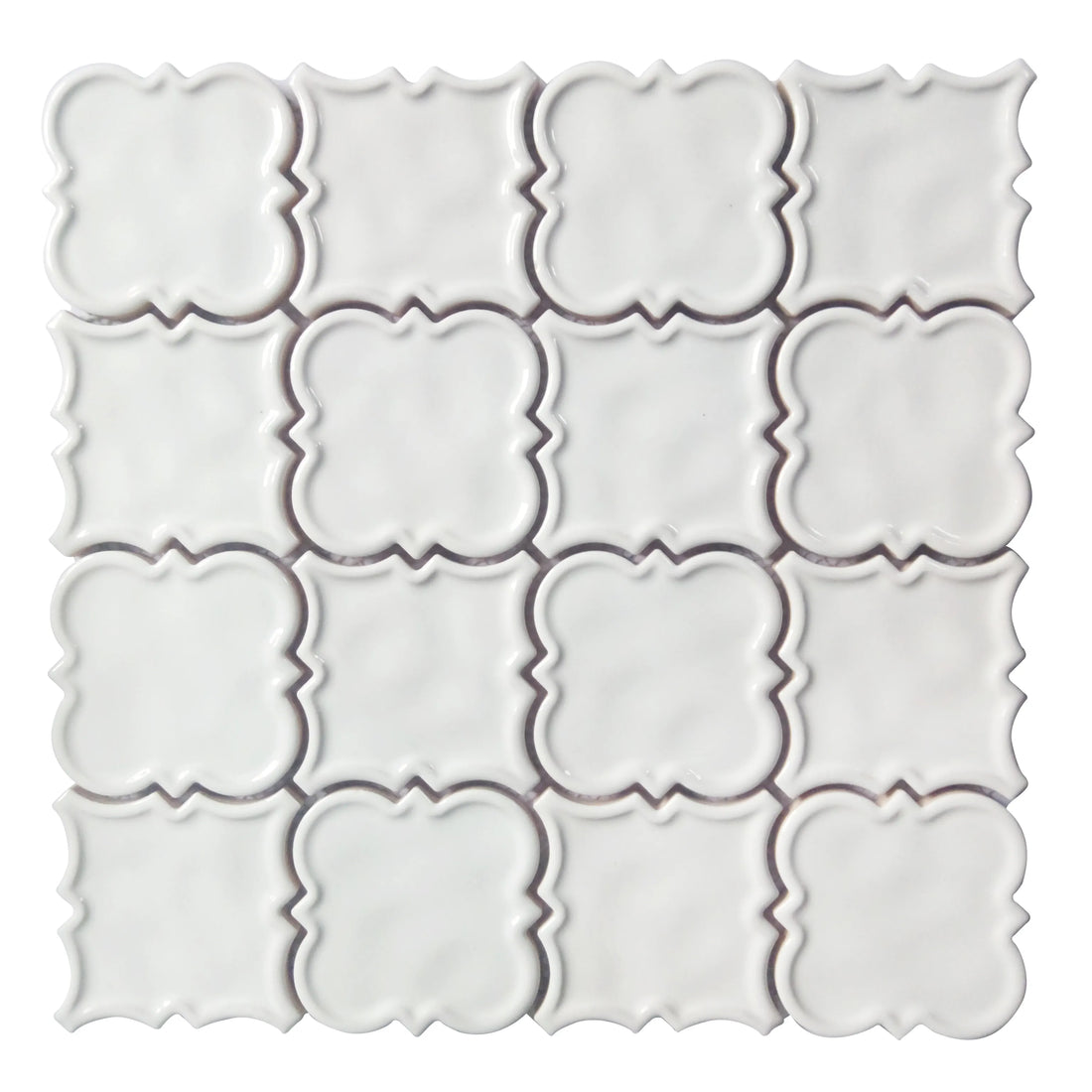 White Square Pattern 12-in x 12-in Ceramic Mosaic Wall Tile( 10 sq. ft. /Box )