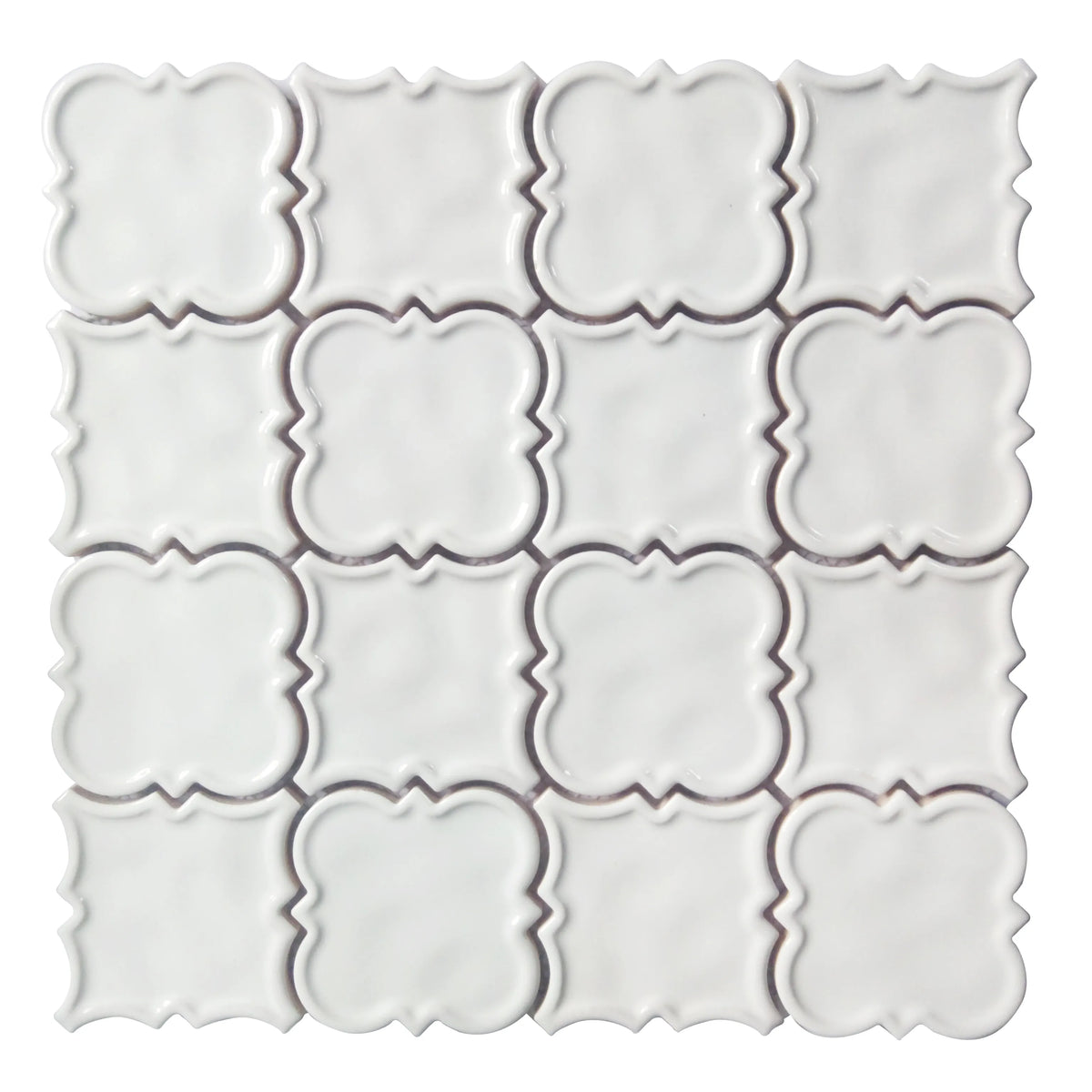 White Square Pattern 12-in x 12-in Ceramic Mosaic Wall Tile( 10 sq. ft. /Box )