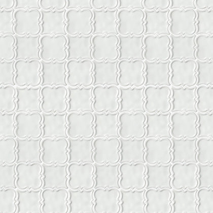 Sample display board featuring White Square Pattern Ceramic Mosaic Tile – elegant white 12x12 inch tile for showroom or design presentation.