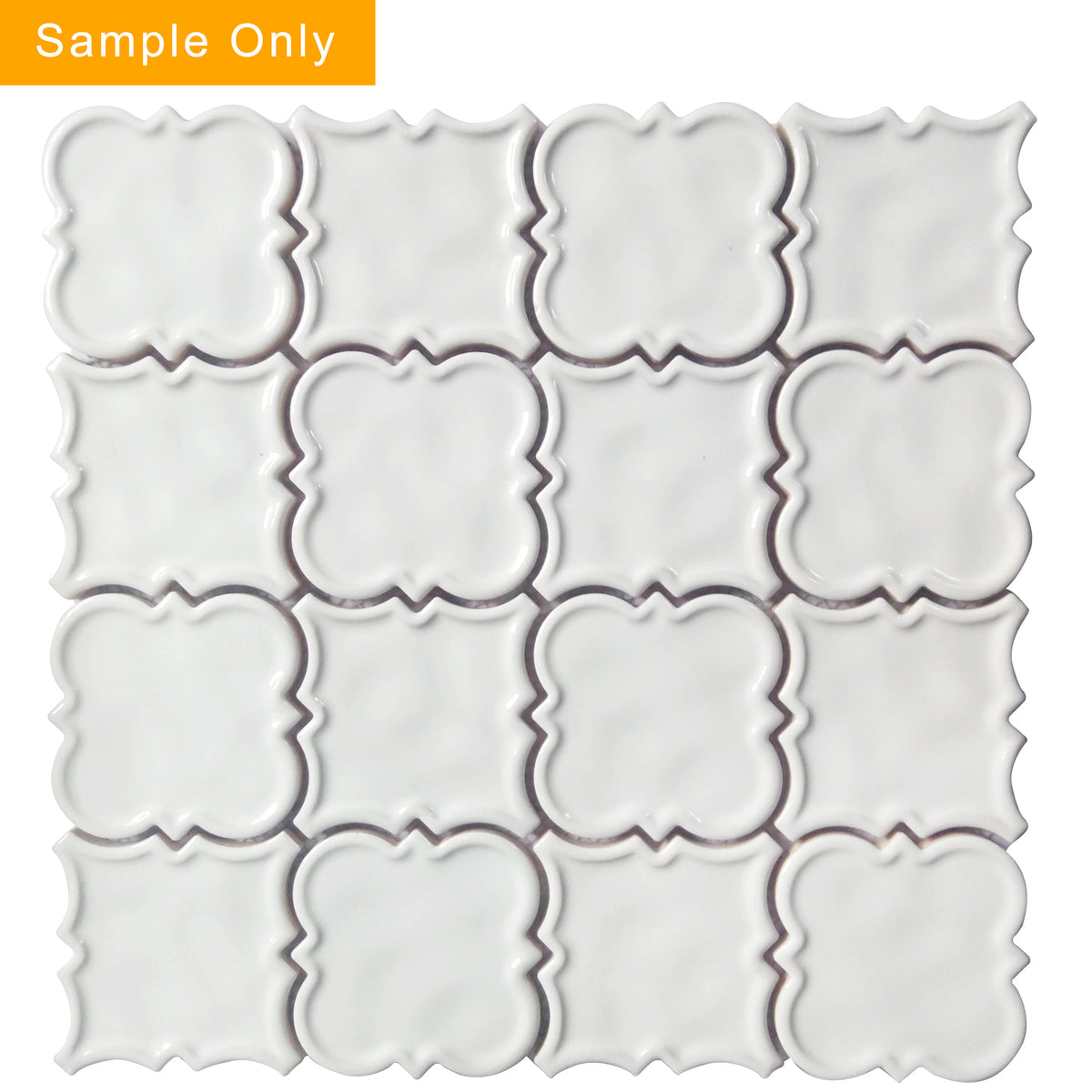 White Square Pattern Ceramic Mosaic Floor and Wall Tile - Sample (Product Shown is Full Size)