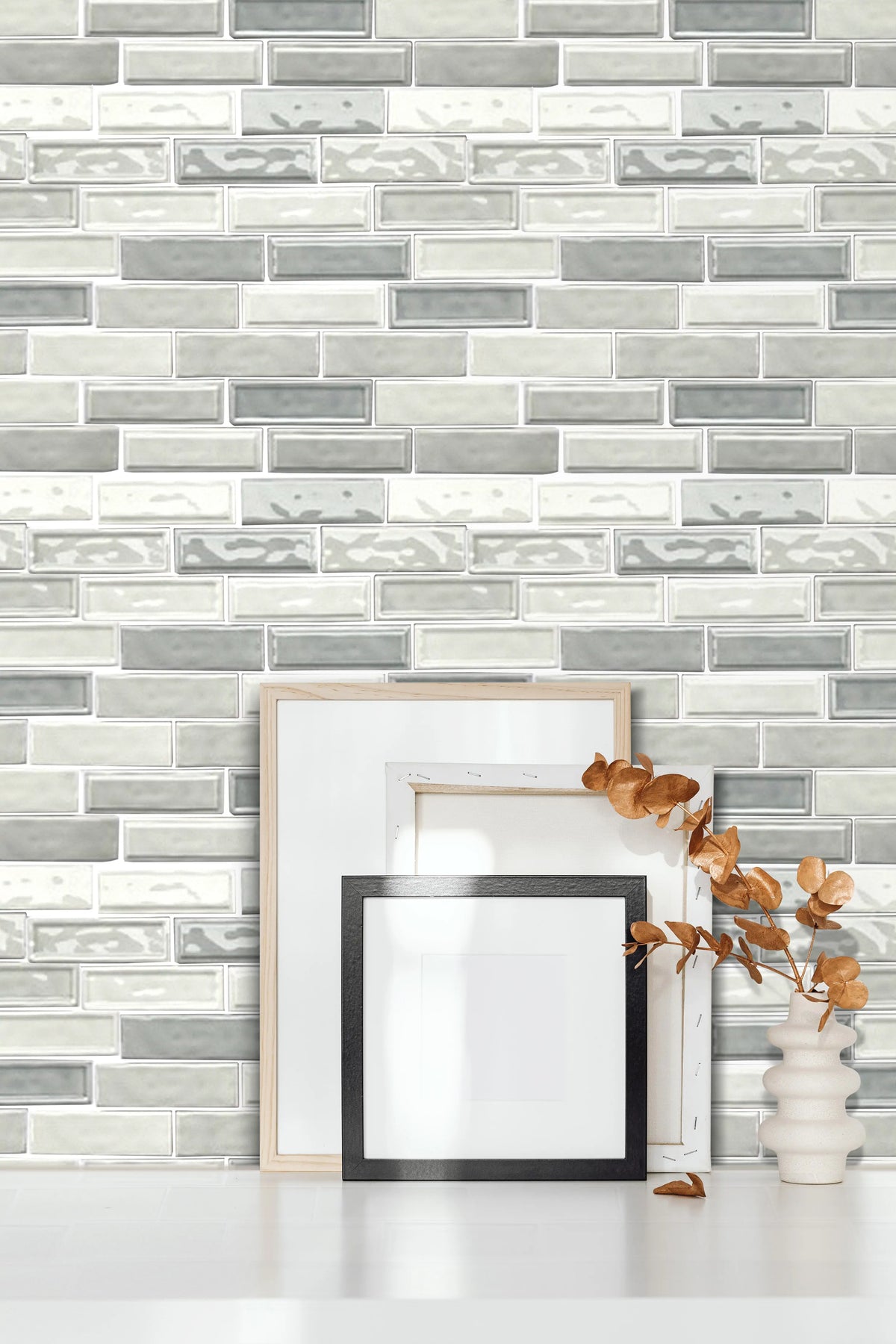 Linear Two Toned 12-in x 12-in Ceramic Mosaic Wall Tile( 10 sq. ft. /Box )