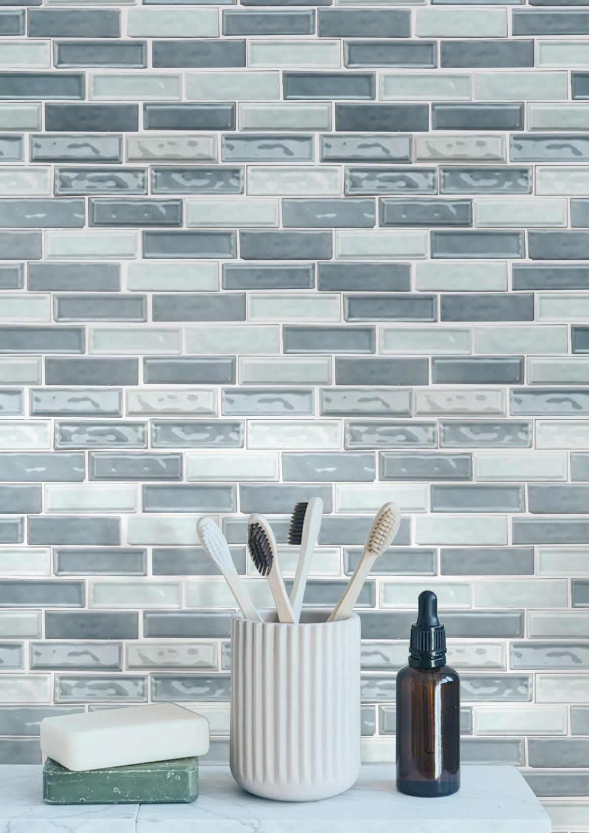 Linear Two Toned 12-in x 12-in Ceramic Mosaic Wall Tile( 10 sq. ft. /Box )