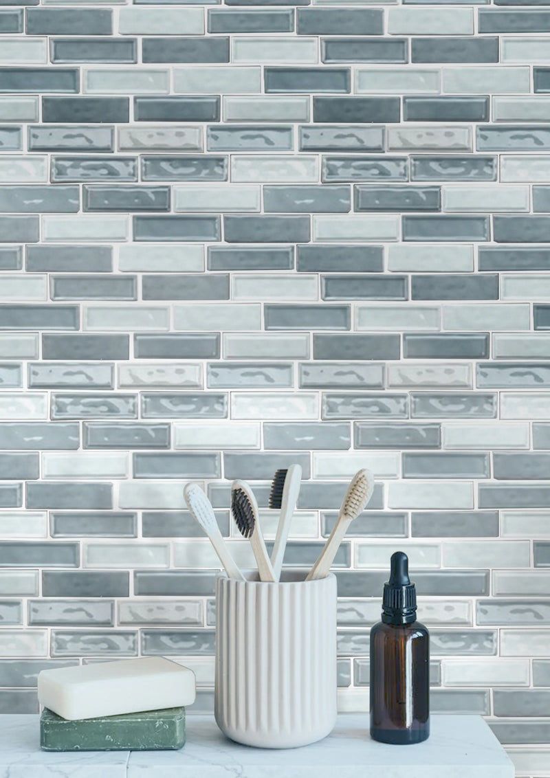 Linear Two Toned 12-in x 12-in Ceramic Mosaic Wall Tile( 10 sq. ft. /Box )