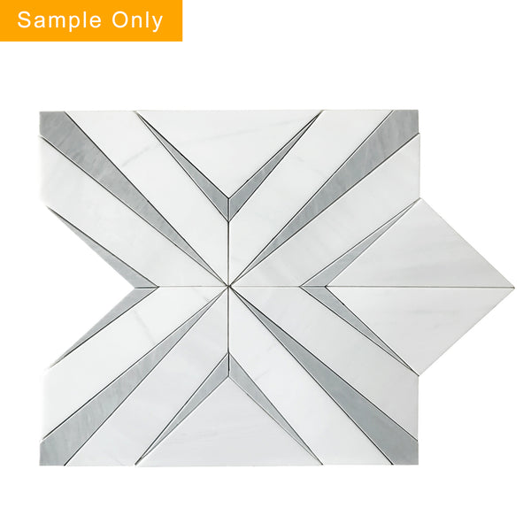 Aphrodite Light Gray Diamond Pattern Polished Waterjet Mosaic Floor and Wall Tile - Sample (Product Shown is Full Size)