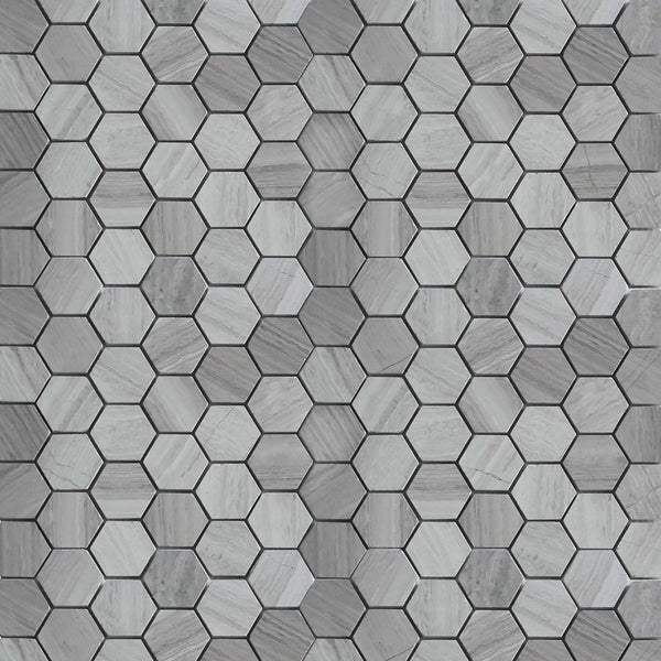 2-in Wooden White Hexagon 12-in x 12-in Honed Marble Mosaic Wall Tile( 5 sq. ft. /Box )
