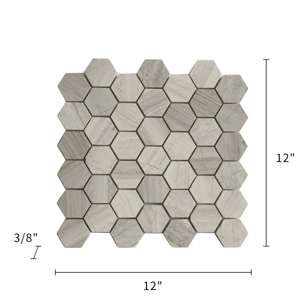 2-in Wooden White Hexagon 12-in x 12-in Honed Marble Mosaic Wall Tile( 5 sq. ft. /Box )