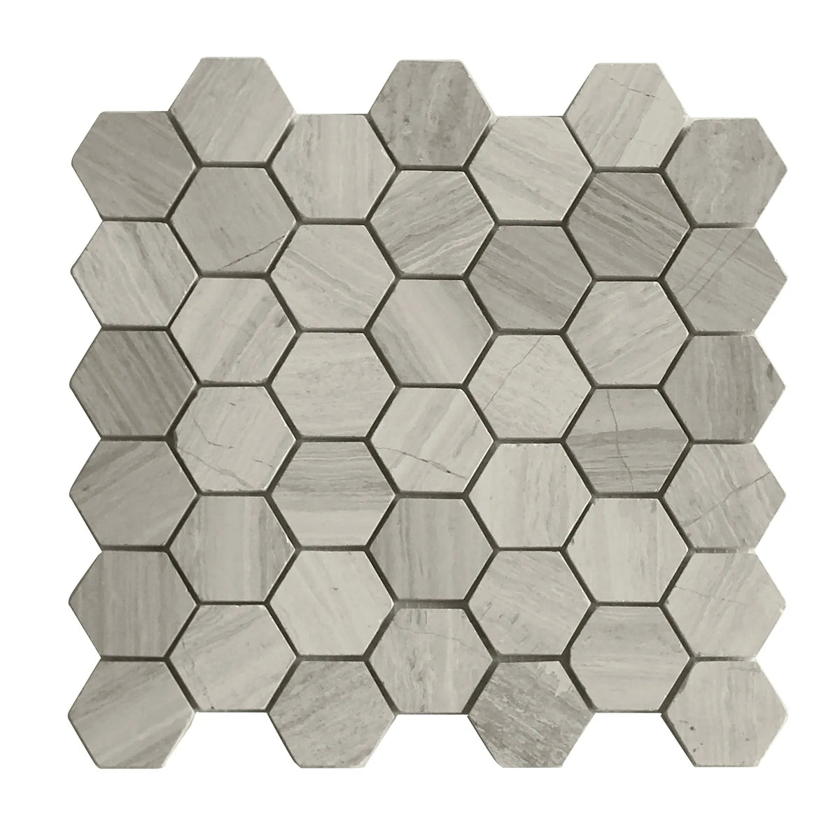 2-in Wooden White Hexagon 12-in x 12-in Honed Marble Mosaic Wall Tile( 5 sq. ft. /Box )