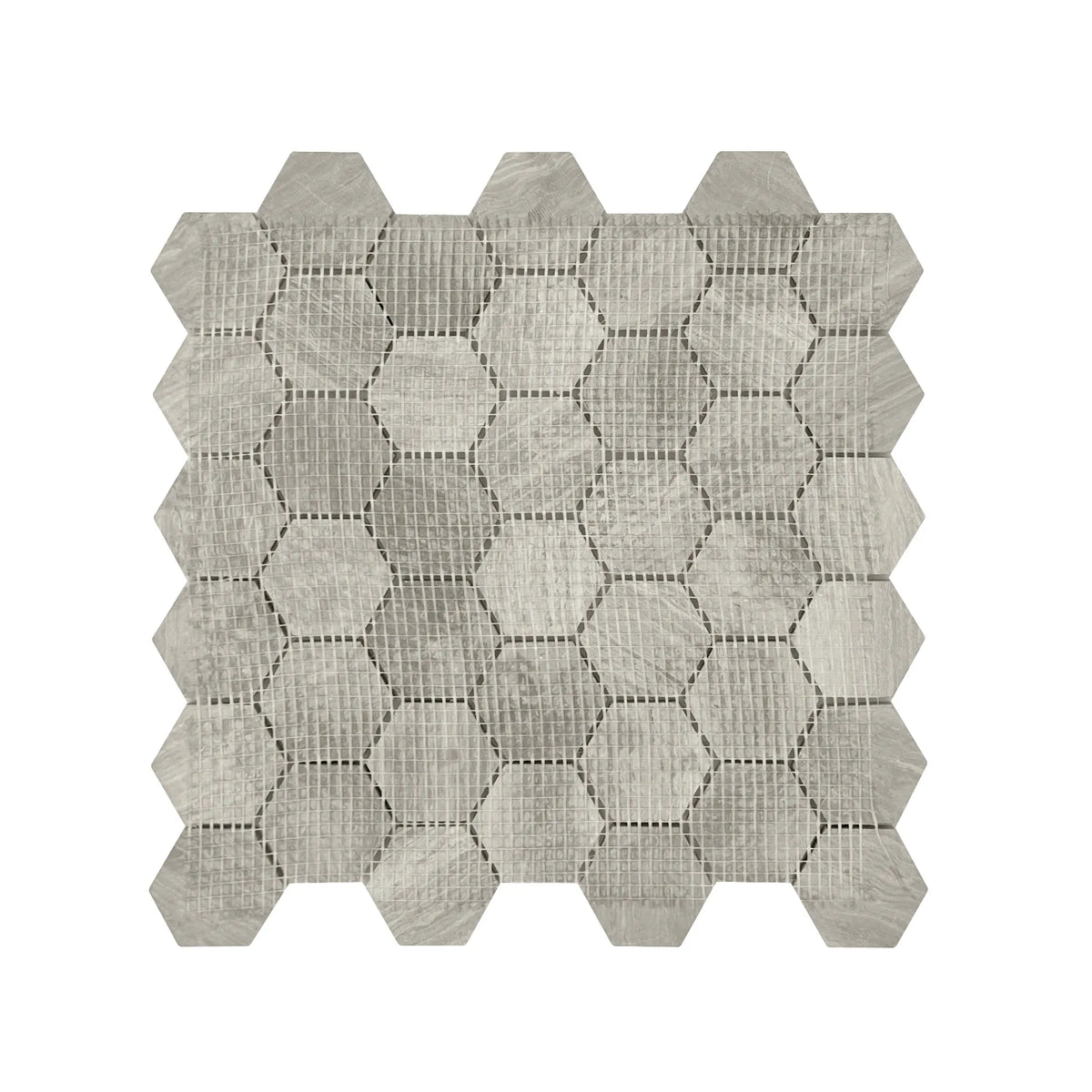 2-in Wooden White Hexagon 12-in x 12-in Honed Marble Mosaic Wall Tile( 5 sq. ft. /Box )
