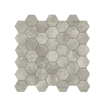 2-in Wooden White Hexagon 12-in x 12-in Honed Marble Mosaic Wall Tile( 5 sq. ft. /Box )
