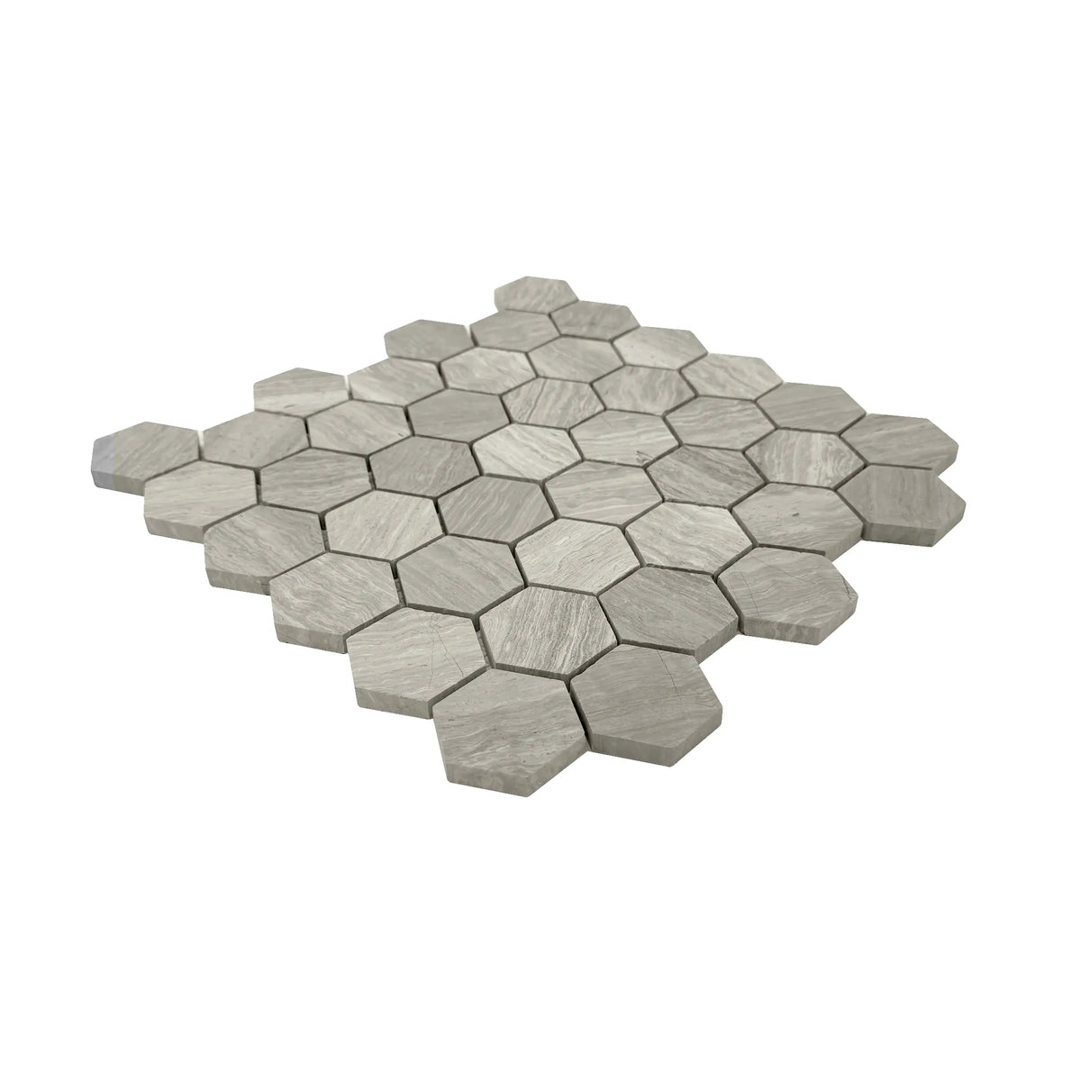 2-in Wooden White Hexagon 12-in x 12-in Honed Marble Mosaic Wall Tile( 5 sq. ft. /Box )