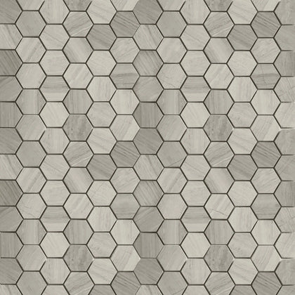 2-in Wooden White Hexagon 12-in x 12-in Honed Marble Mosaic Wall Tile( 5 sq. ft. /Box )