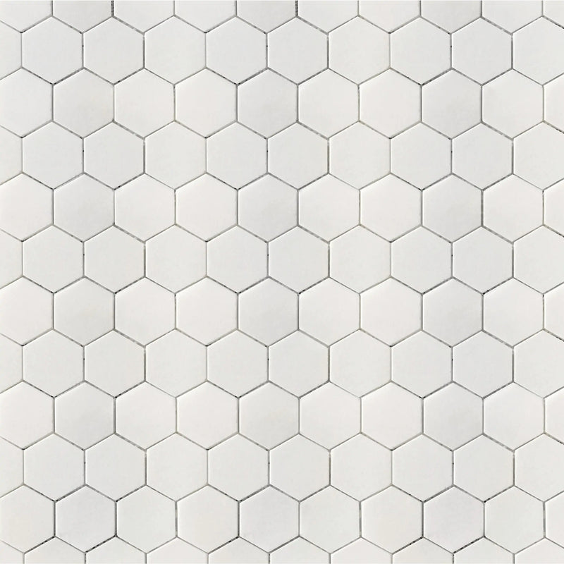 3-in Thassos White Hexagon 12-in x 10-in Polished Marble Mosaic Floor and Wall Tile( 4.15 sq. ft. /Box )