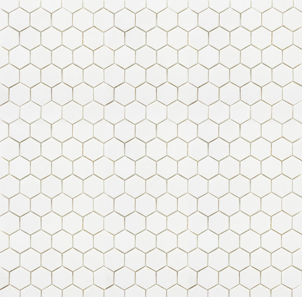 2-in Thassos White Hexagon 12-in x 12-in Polished Marble Mosaic Floor and Wall Tile ( 5 sq. ft. /Box )