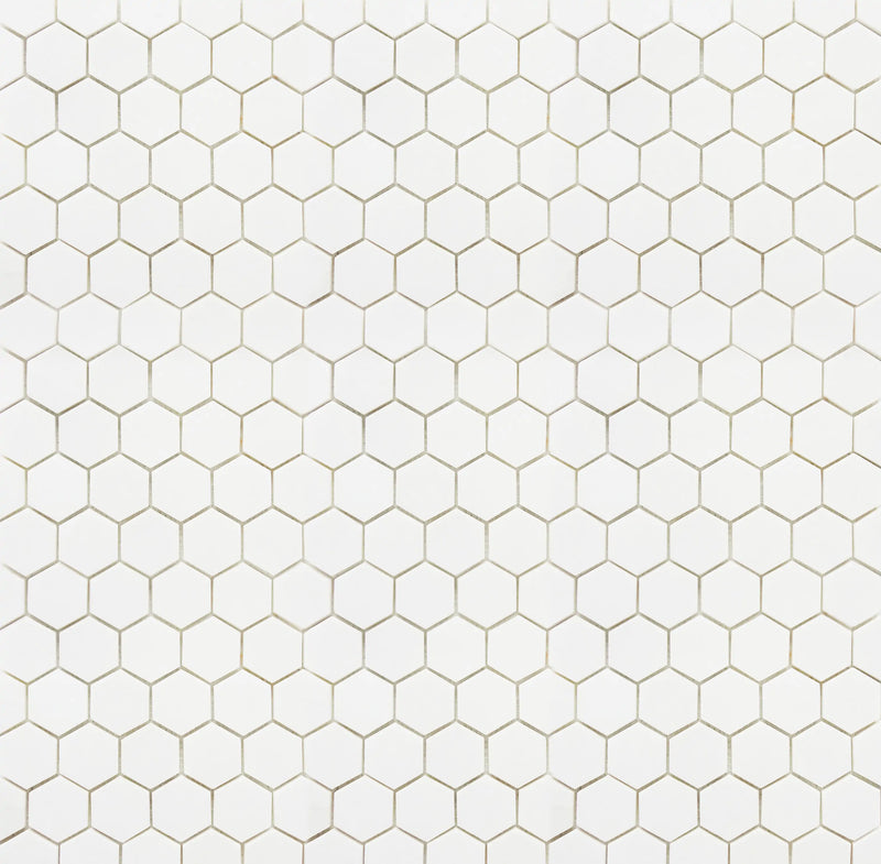 2-in Thassos White Hexagon Polished Marble Mosaic Floor and Wall Tile - Sample (Product Shown is Full Size)