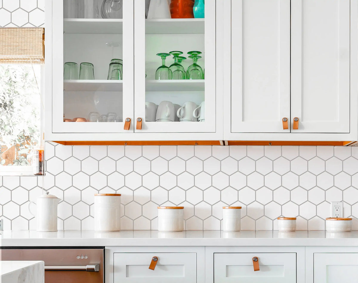 2-in Thassos White Hexagon Polished Marble Mosaic Floor and Wall Tile - Sample (Product Shown is Full Size)