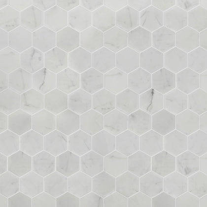 3-in Calacatta Hexagon 12-in x 10-in Polished Marble Mosaic Floor and Wall Tile( 4.15 sq. ft. /Box )