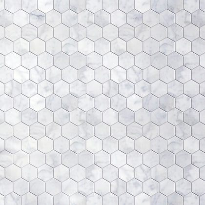 2-in Carrara White Hexagon 12-in x 12-in Honed Marble Mosaic Floor and Wall Tile( 5 sq. ft. /Box )