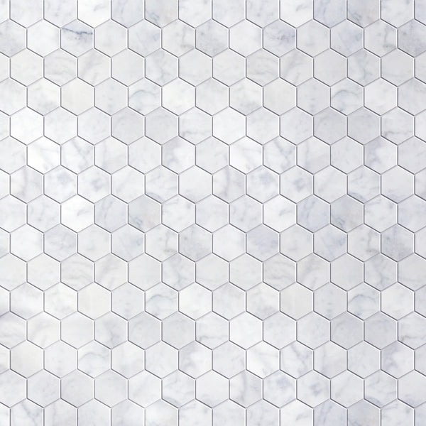 2-in Carrara White Hexagon 12-in x 12-in Honed Marble Mosaic Floor and Wall Tile( 5 sq. ft. /Box )