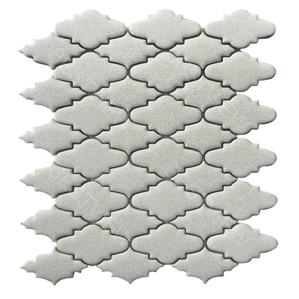 Single 10x12 inch Blanco Crackled Porcelain Mosaic Tile – glossy white crackle finish, 0.83 sq. ft per piece
