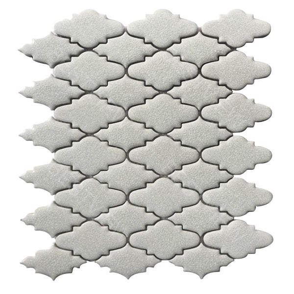 Single 10x12 inch Blanco Crackled Porcelain Mosaic Tile – glossy white crackle finish, 0.83 sq. ft per piece